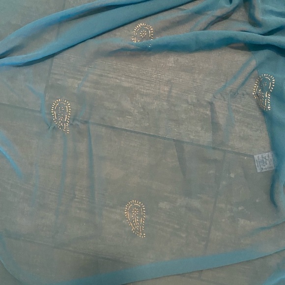 Surface Blue Beaded Rhinestone Scarf - Picture 6 of 9